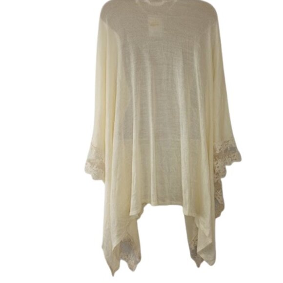 LC Lauren Conrad Womens Ruana Kimono Cardigan Ivory Cream Lace Trim OS New - Picture 4 of 4